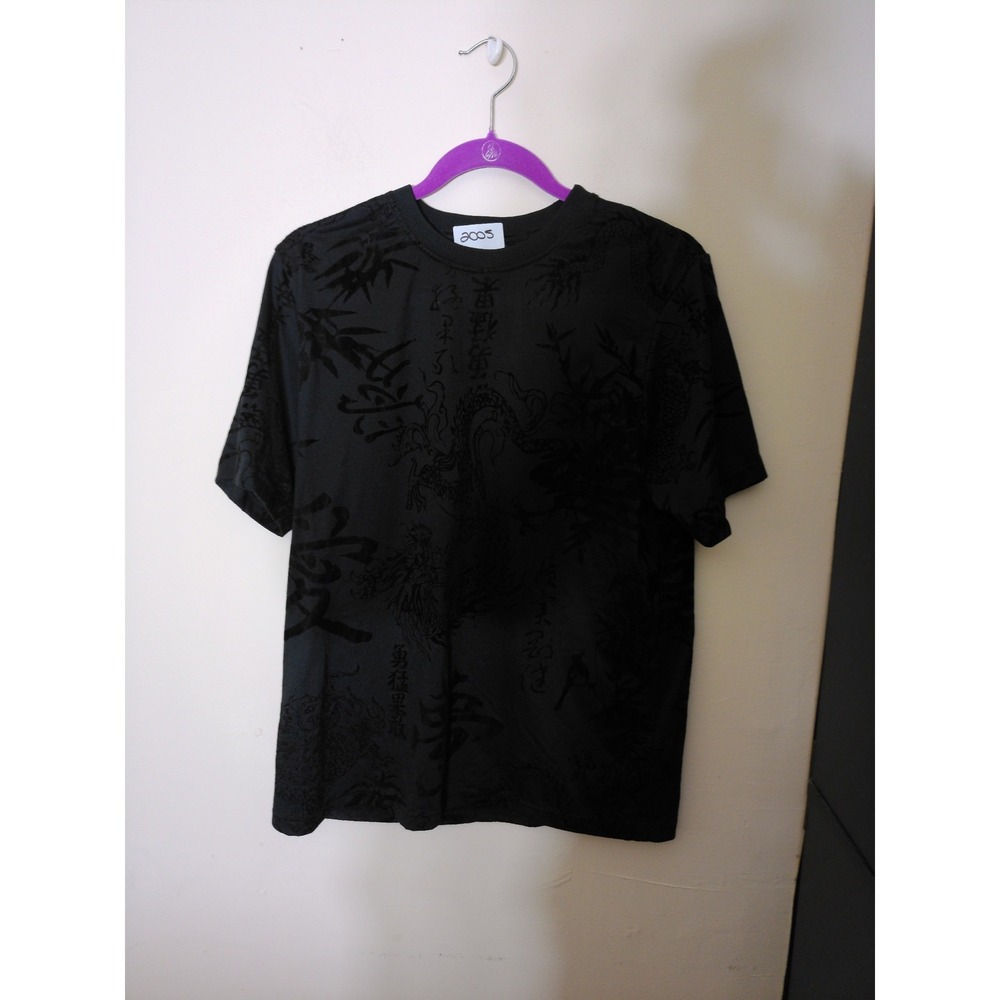 Dragon Burnout T-Shirt Women Large Black Y2K Streetwear Avant Garde Top